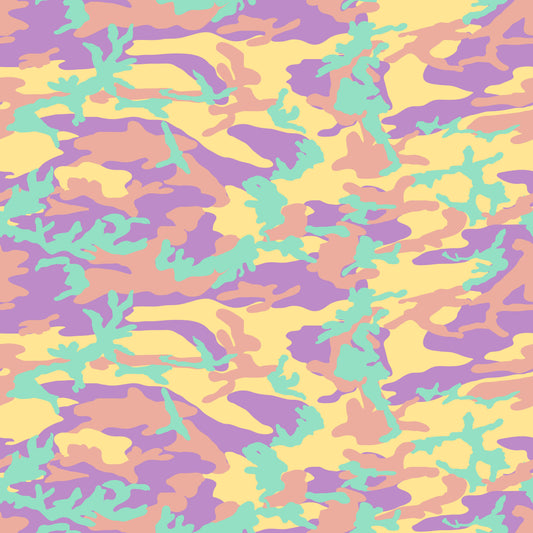 Purple, Orange & Mint Camo Patterned Vinyl Sheet