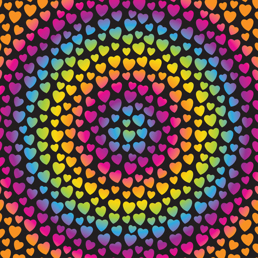 Rainbow Hearts Swirl Patterned Vinyl Sheet