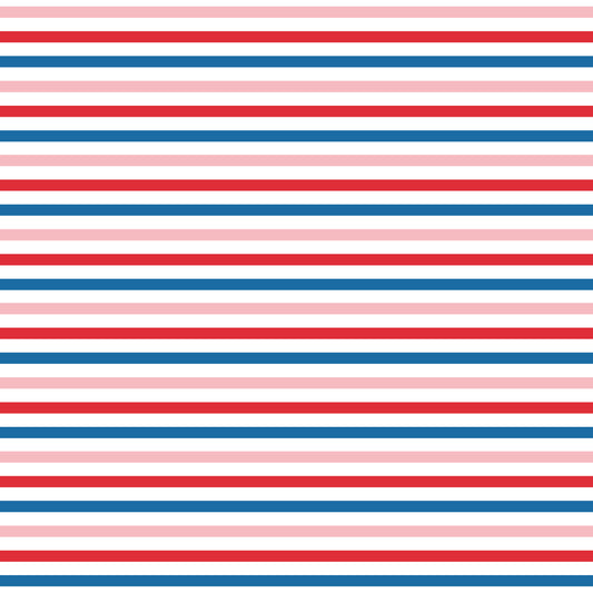 Red, White, Blue & Pink Stripes 12x12 Patterned Vinyl Sheet