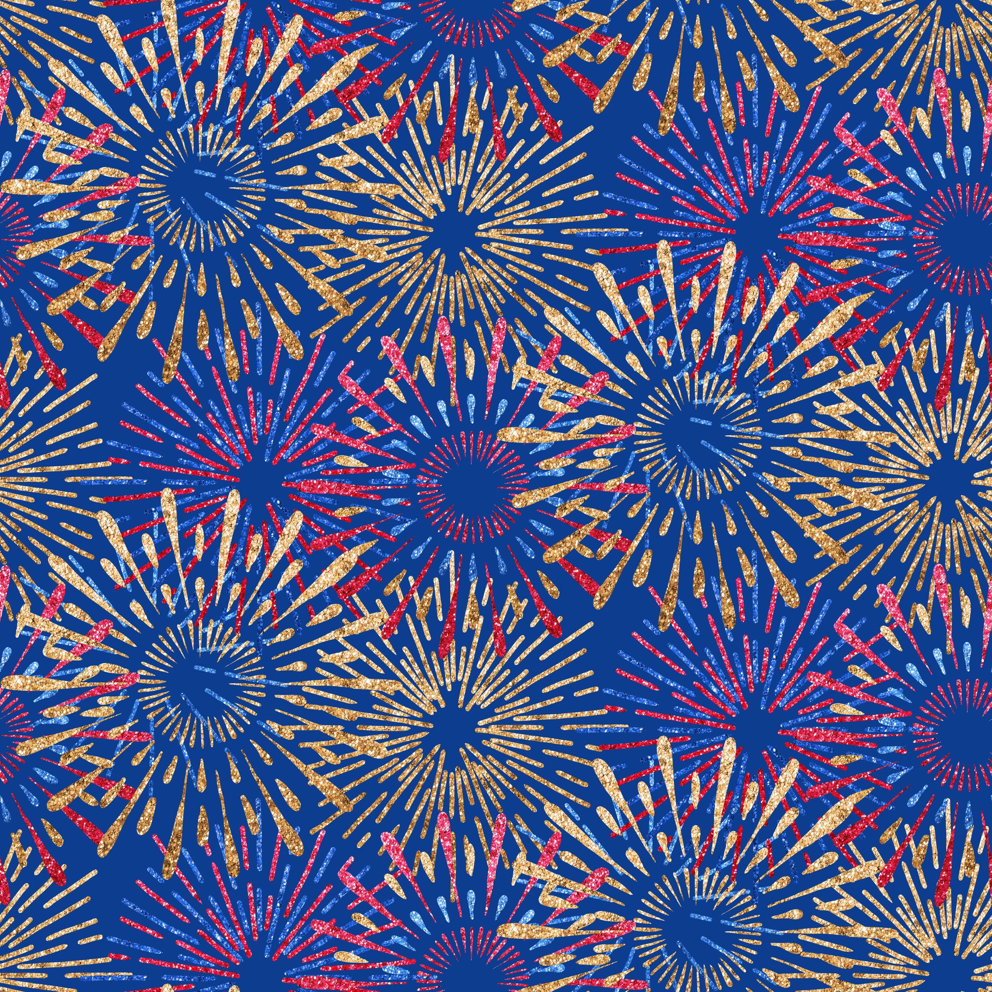 Red, Blue & Gold Fireworks 12x12 Patterned Vinyl Sheet