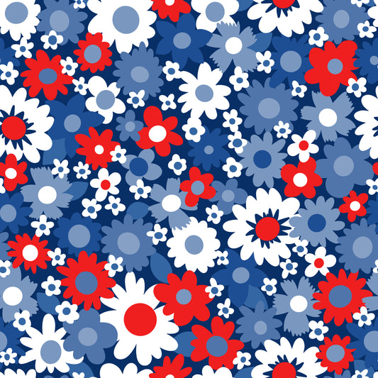 Red, White & Blue Daisies 12x12 Patterned Vinyl Sheet
