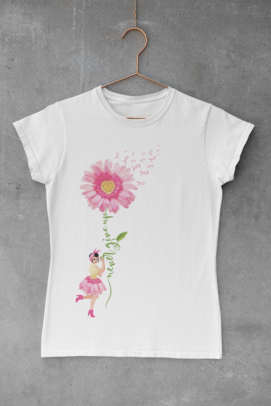 Never Give Up Flower (Breast Cancer Awareness) Sublimation Transfer