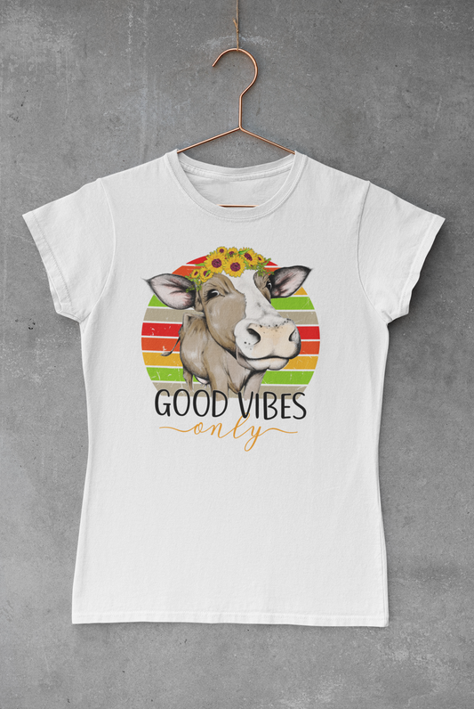 Good Vibes Only Cow Sublimation Transfer