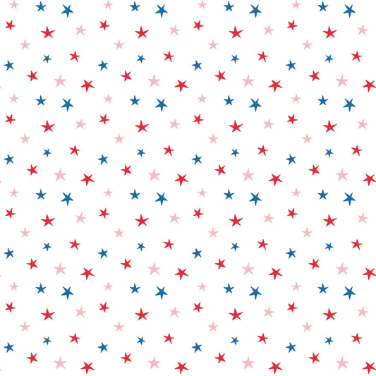 Red, White, Blue & Pink Stars 12x12 Patterned Vinyl Sheet