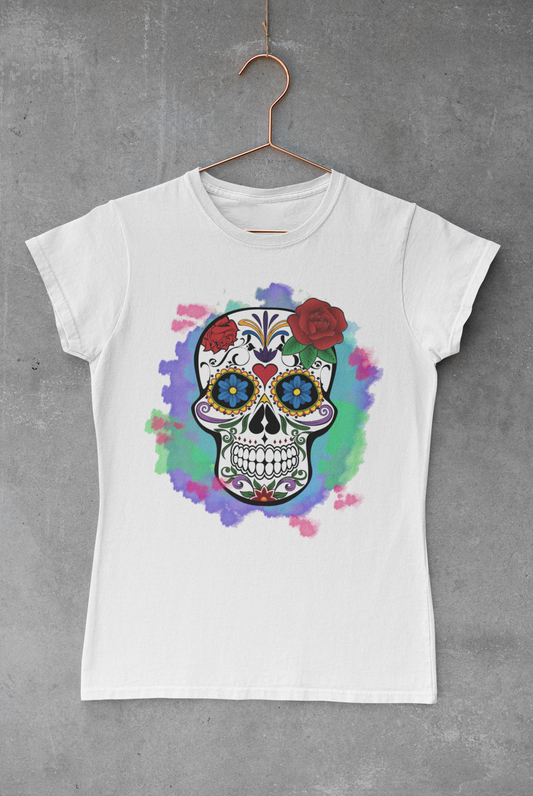 Watercolor Sugar Skull Sublimation Transfer