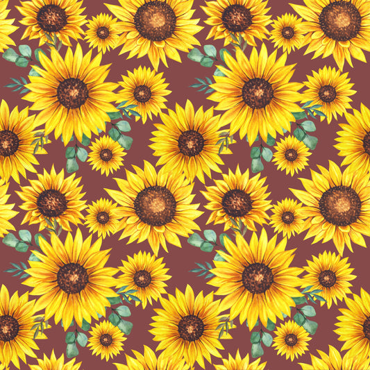 Sunflowers Brown Background 12x12 Patterned Vinyl Sheet