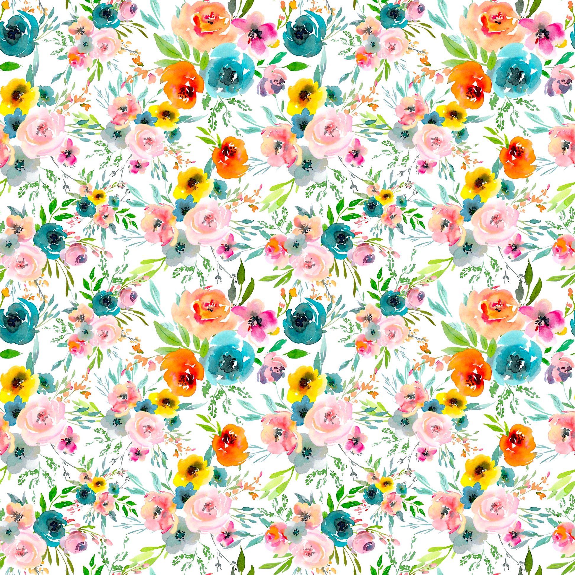 Watercolor Floral Patterned Vinyl Sheet