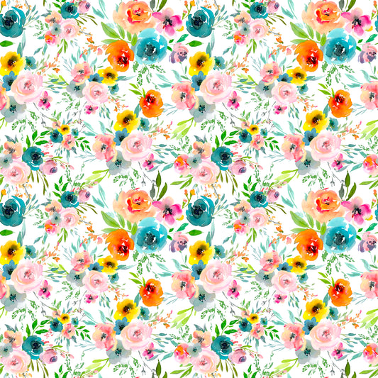 Watercolor Floral Patterned Vinyl Sheet
