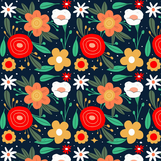 Array of Orange Flowers 12x12 Patterned Vinyl Sheet