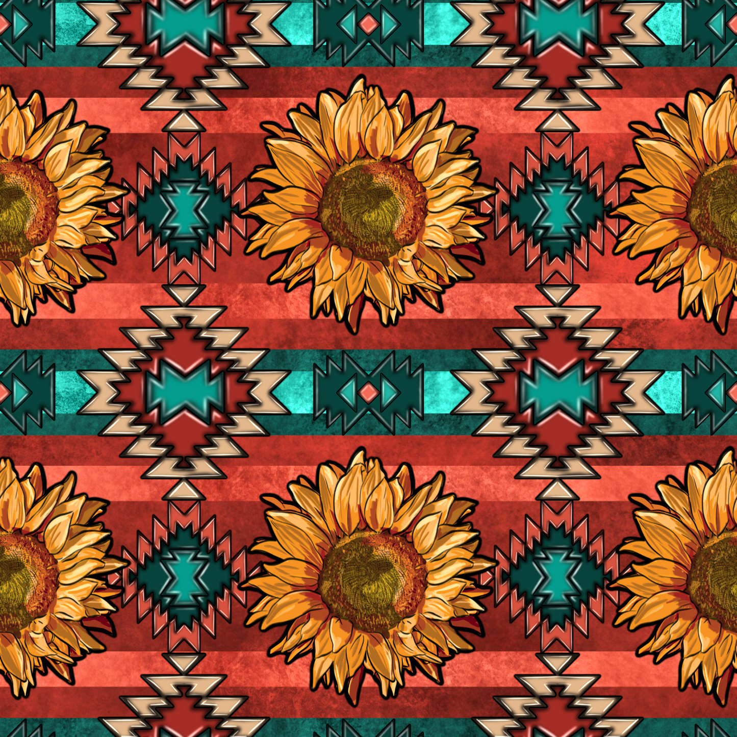 Aztec Sunflowers 12x12 Patterned Vinyl Sheet