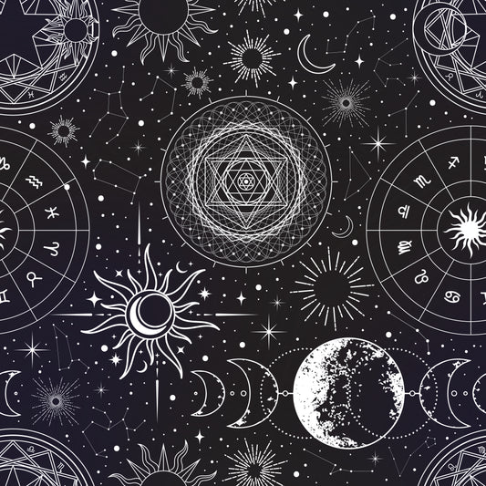 Black Astrology Chart 12x12 Patterned Vinyl Sheet