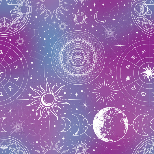 Blue & Purple Astrology Chart 12x12 Patterned Vinyl Sheet