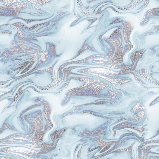 Blue Ice & Silver Marble Patterned Vinyl Sheet