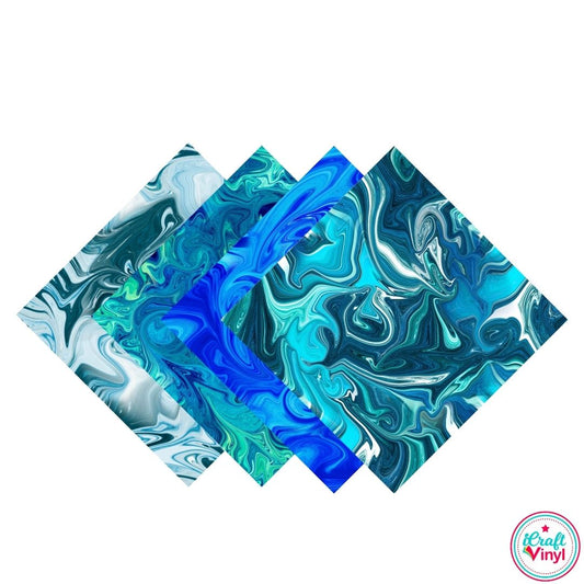 Blue Liquid Swirls Patterned Vinyl Pack