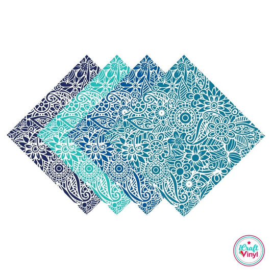 Shades of Blue Floral Mandalas Patterned Pack