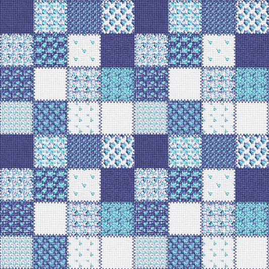 Blue Patchwork 12x12 Patterned Vinyl Sheet