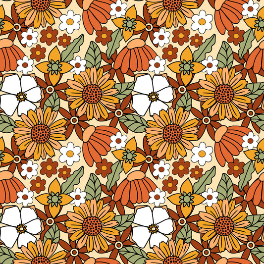 Boho Field of Flowers 12x12 Patterned Vinyl Sheet