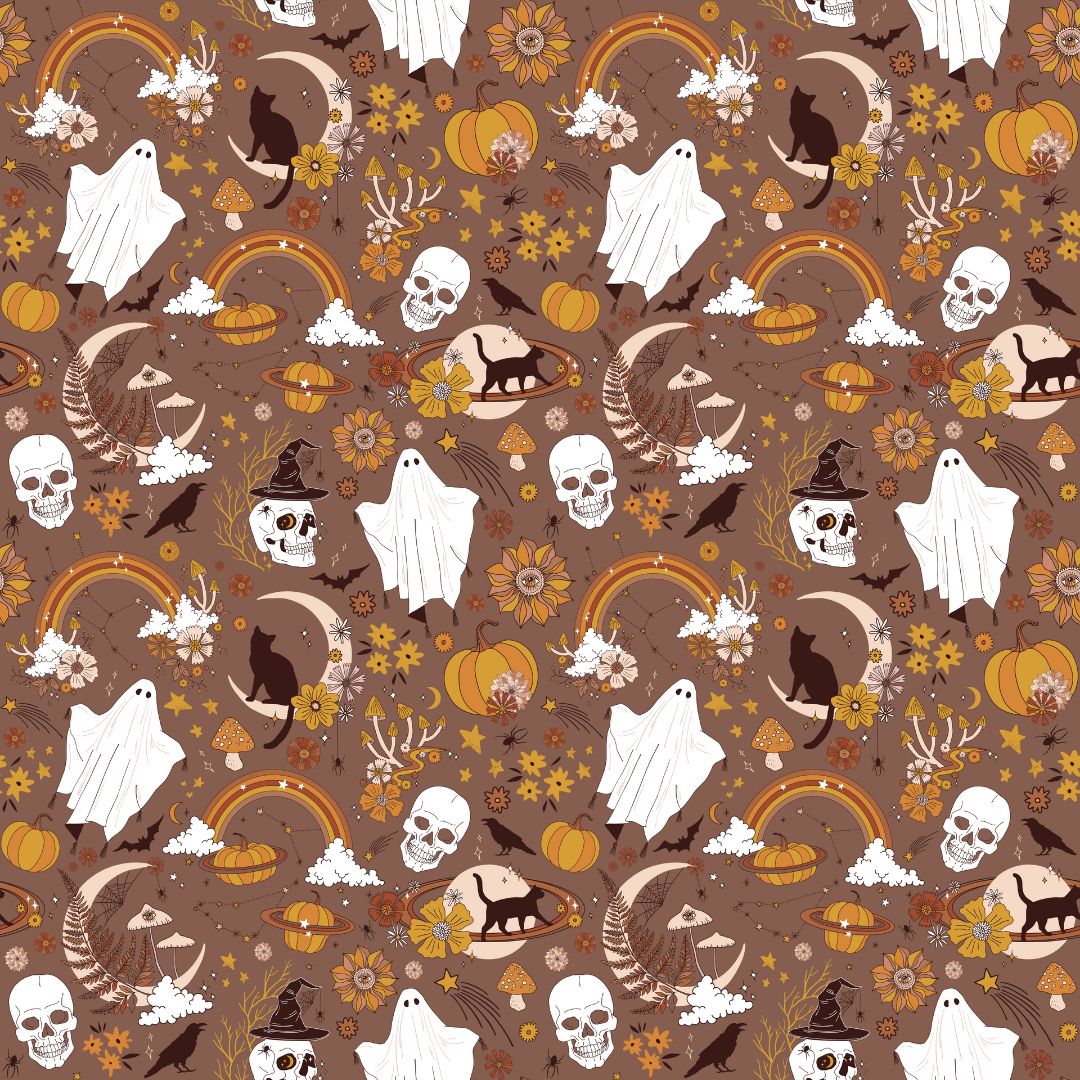 Boho Halloween Night 12x12 Patterned Vinyl Sheet