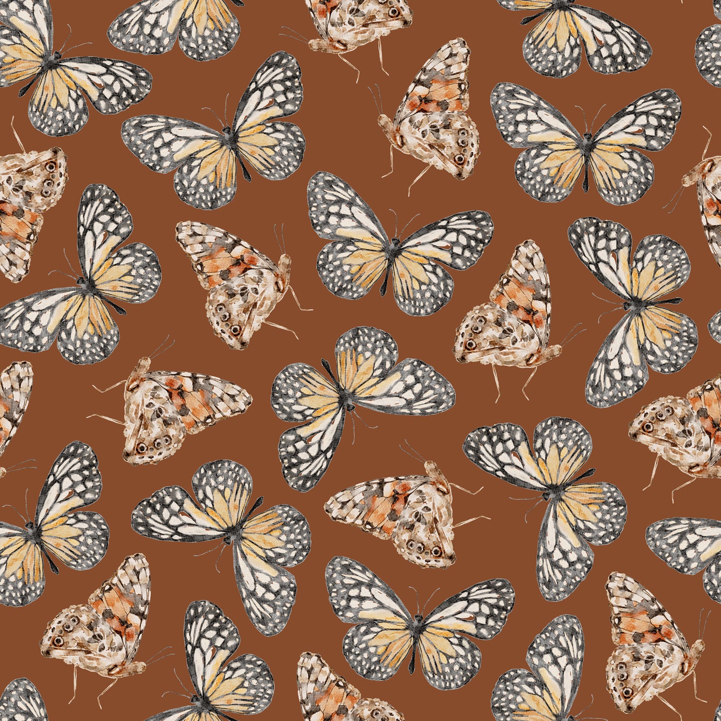 Brown Butterflies 12x12 Patterned Vinyl Sheet