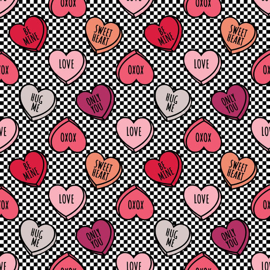 Checkerboard Conversation Hearts 12x12 Patterned Vinyl Sheet