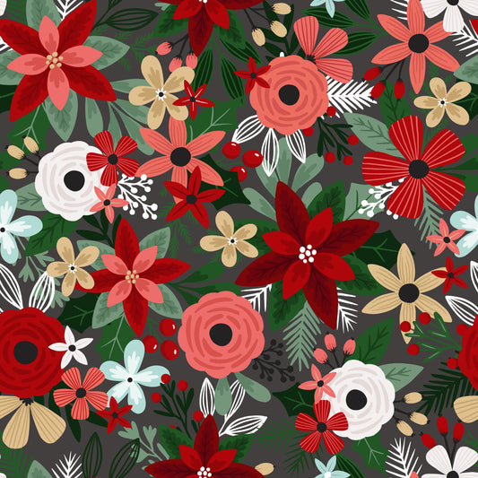 Christmas Time Florals 12x12 Patterned Vinyl Sheet