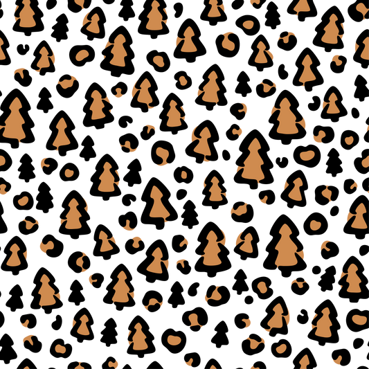 Christmas Tree Leopard Print White 12x12 Patterned Vinyl Sheet
