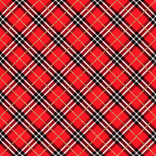 Classic Christmas Plaid 12x12 Patterned Vinyl Sheet