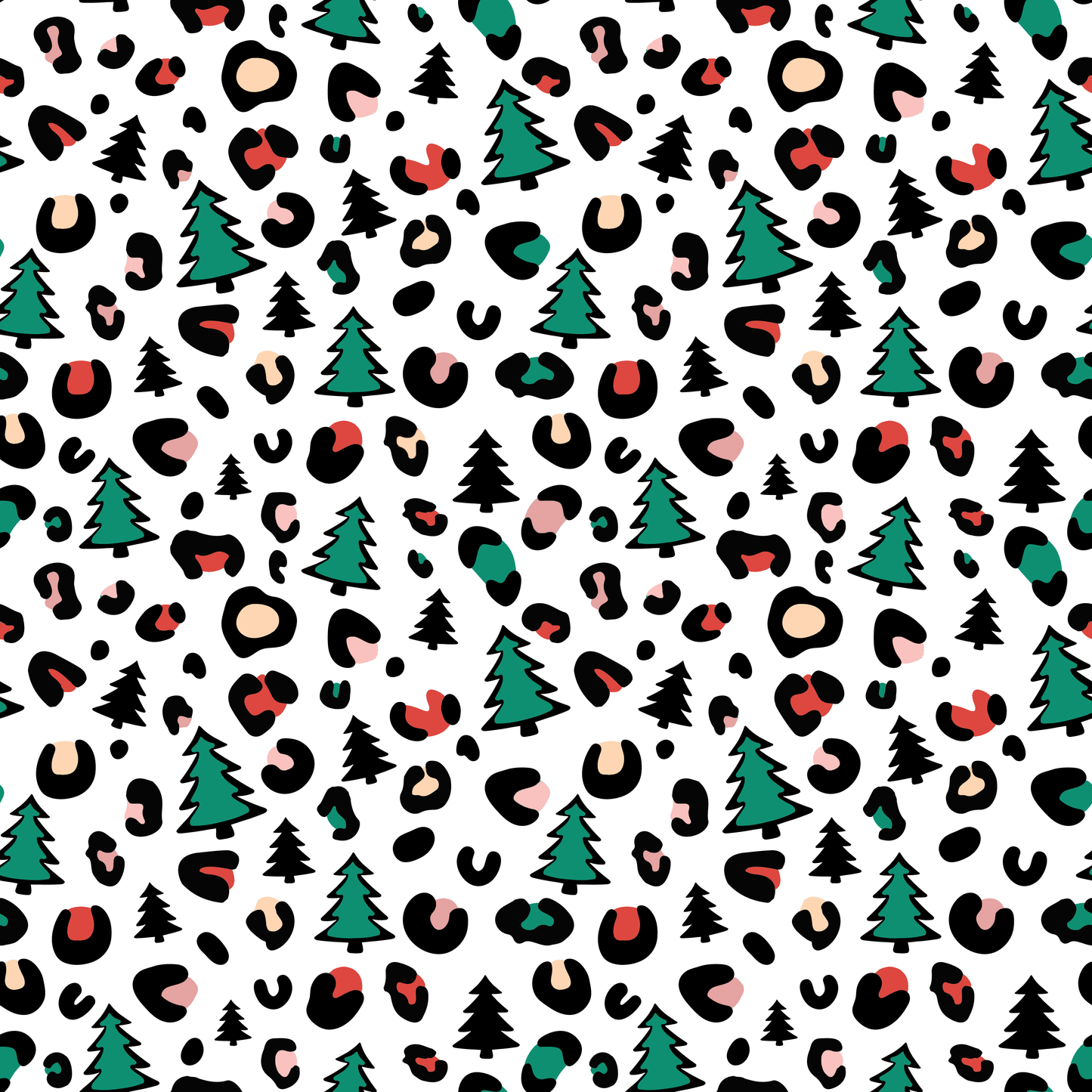 Colorful Christmas Tree Leopard Print 12x12 Patterned Vinyl Sheet
