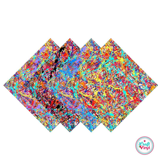 Crazy Colorful Paint Splatter Patterned Vinyl Pack