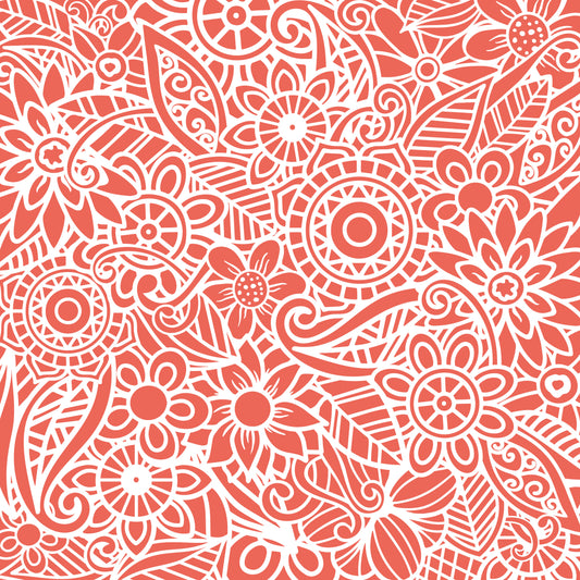 Coral Floral Mandala 12x12 Patterned Vinyl Sheet