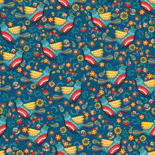 Country Farmhouse Folk Birds 12x12 Patterned Vinyl Sheet