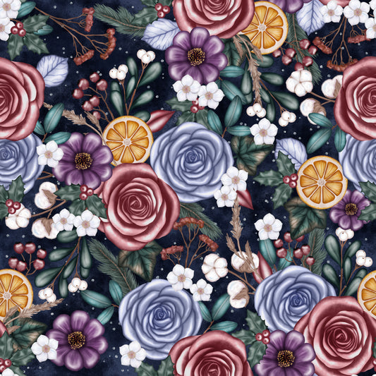Dark Winter Florals 12x12 Patterned Vinyl Sheet