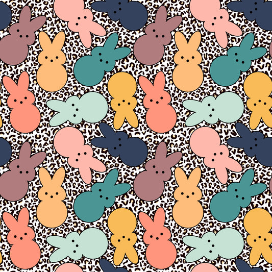 Easter Peeps on Leopard Print 12x12 Patterned Vinyl Sheet