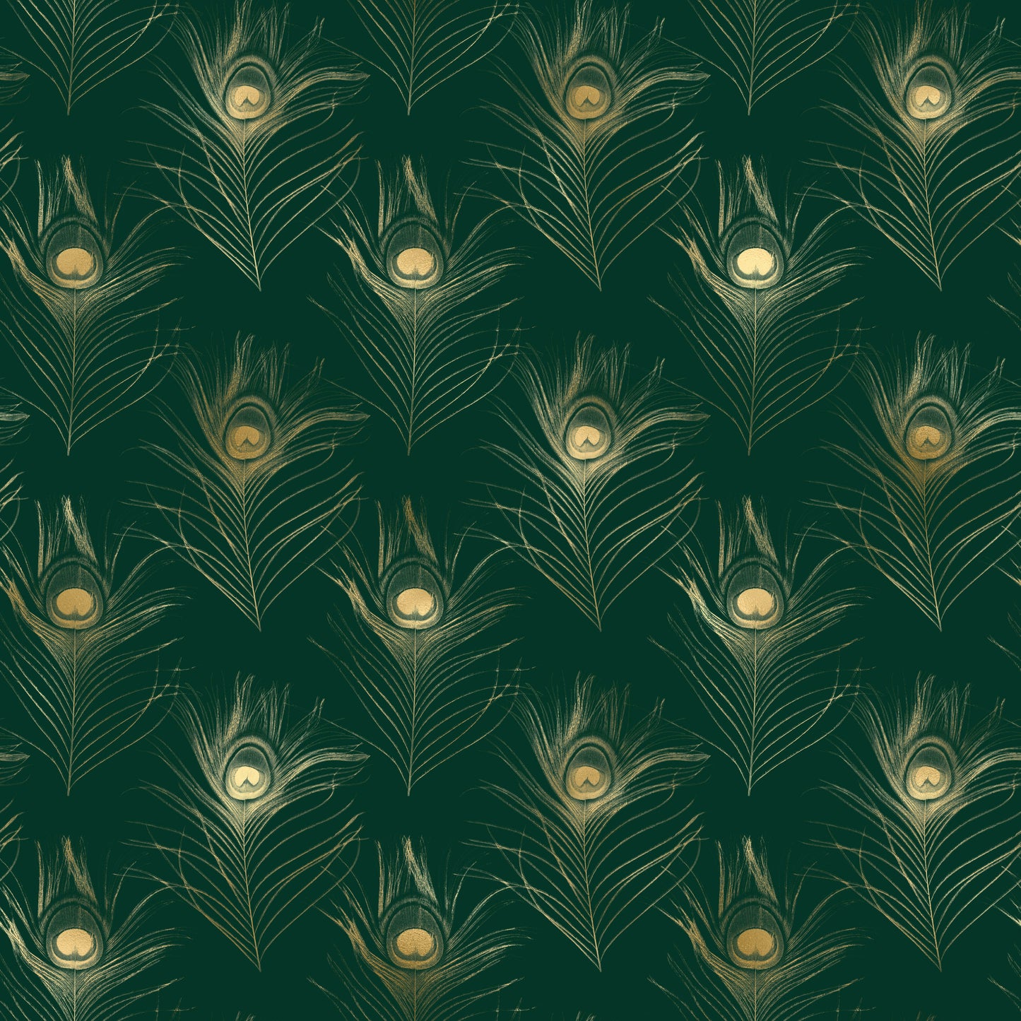 Emerald & Gold Peacock Feather 12x12 Patterned Vinyl Sheet