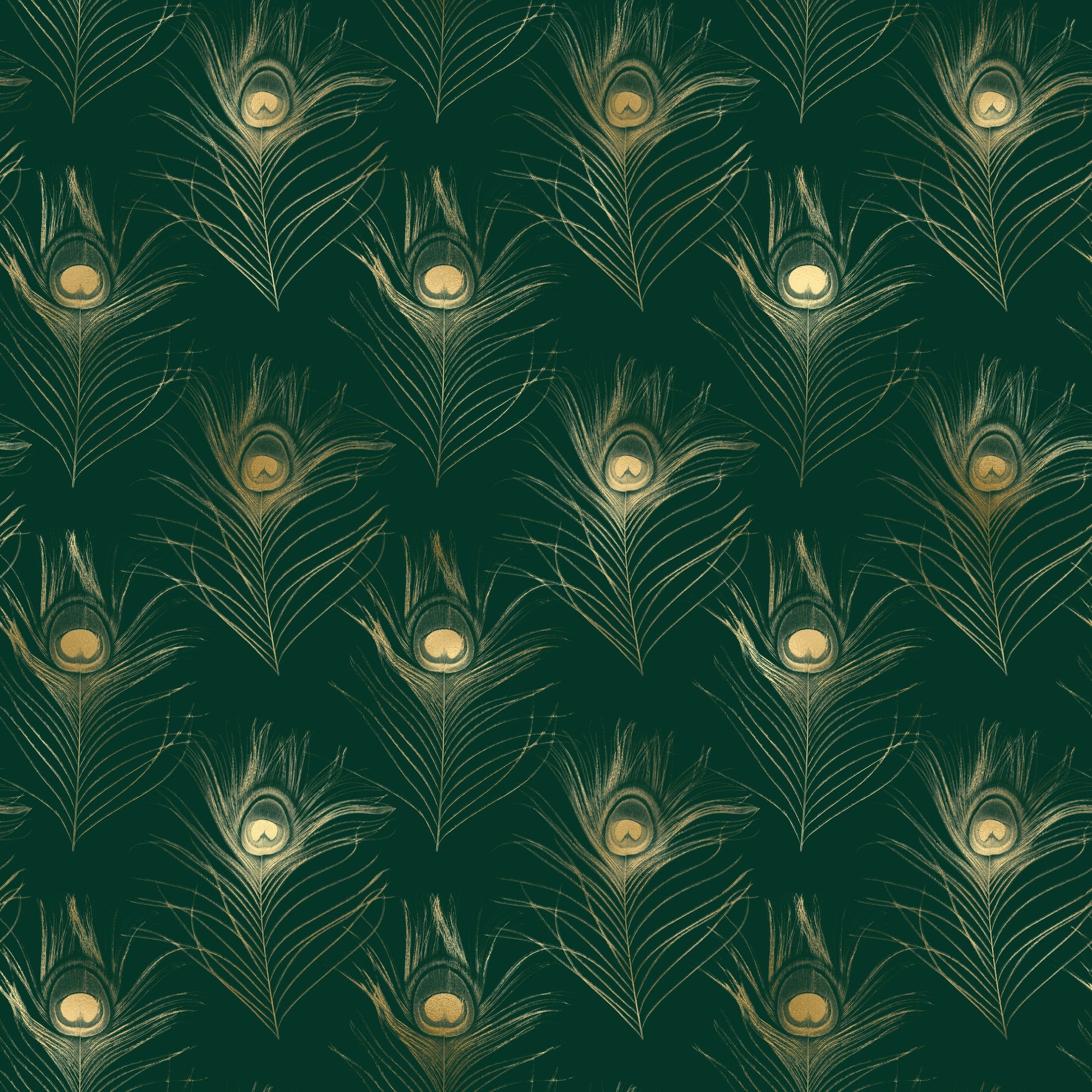 Emerald & Gold Peacock Feather 12x12 Patterned Vinyl Sheet