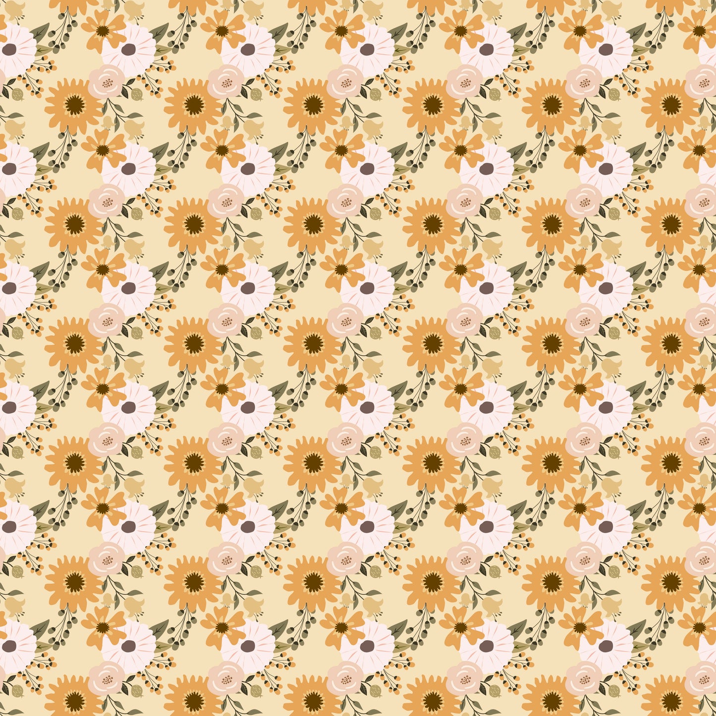 Fall Floral Bunch 12x12 Patterned Vinyl Sheet