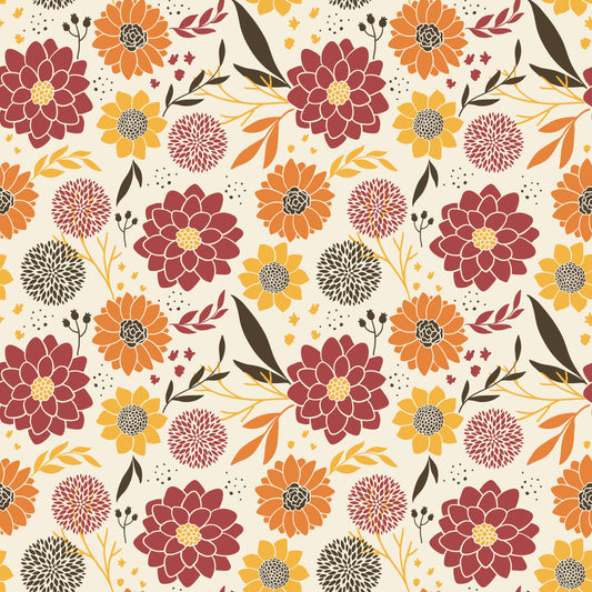 Fall Floral 12x12 Patterned Vinyl Sheet