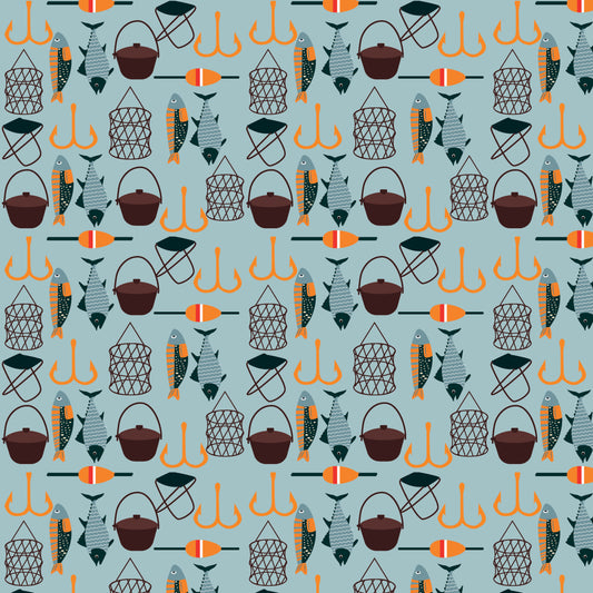 Fishing Gear 12x12 Patterned Vinyl Sheet
