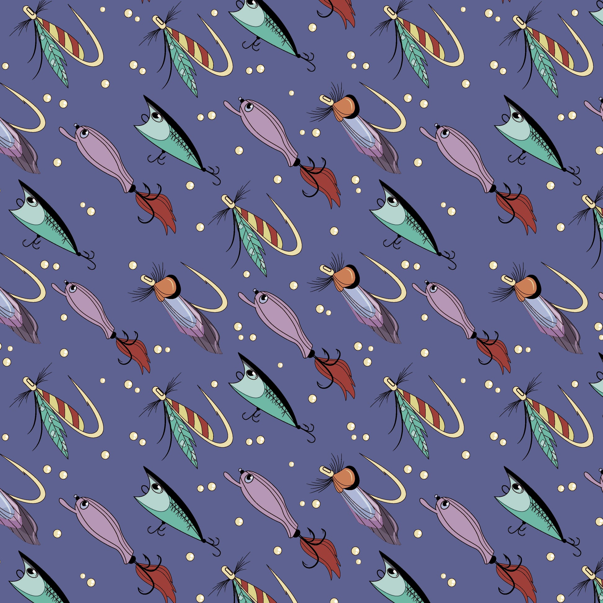 Fishing Lures 12x12 Patterned Vinyl Sheet