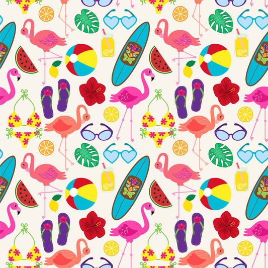 Flamingo Beach Day 12x12 Patterned Vinyl Sheet