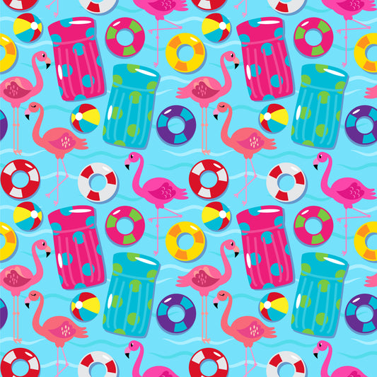 Flamingo Pool Day 12x12 Patterned Vinyl Sheet