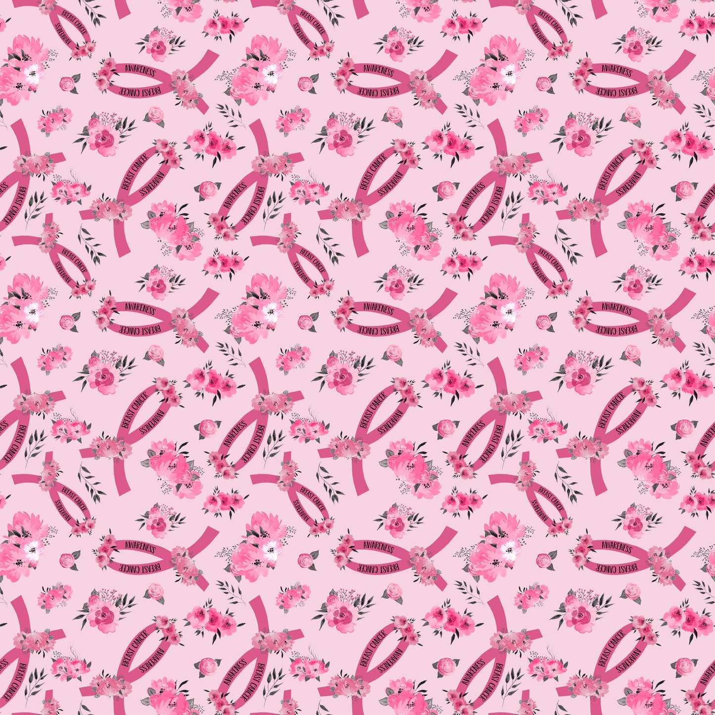 Floral Breast Cancer Ribbons 12x12 Patterned Vinyl Sheet