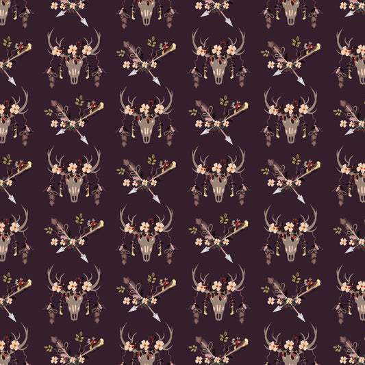 Floral Bull Skulls & Arrows 12x12 Patterned Vinyl Sheet
