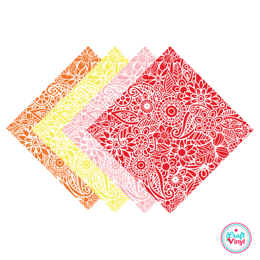 Warm Tone Floral Mandalas Patterned HTV Pack