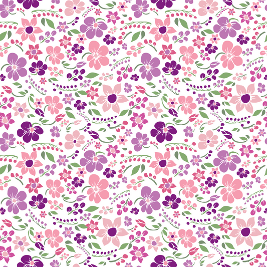 Pink & Purple Flowers 12x12 Patterned Vinyl Sheet
