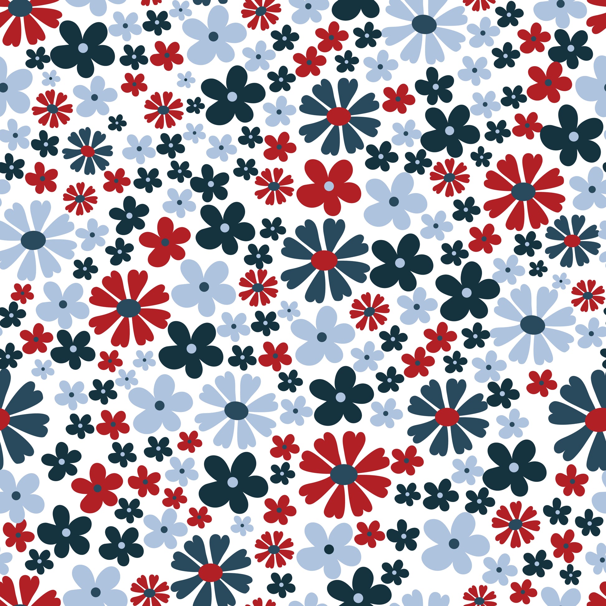 Fourth of July Flowers 12x12 Patterned Vinyl Sheet