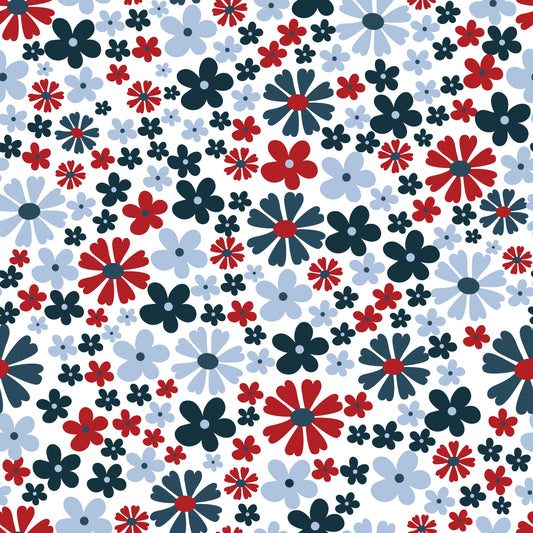 Fourth of July Flowers 12x12 Patterned Vinyl Sheet