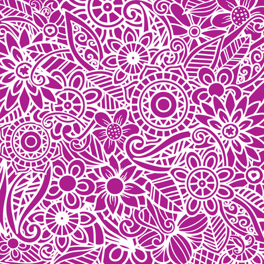 Fuchsia Floral Mandala 12x12 Patterned Vinyl Sheet