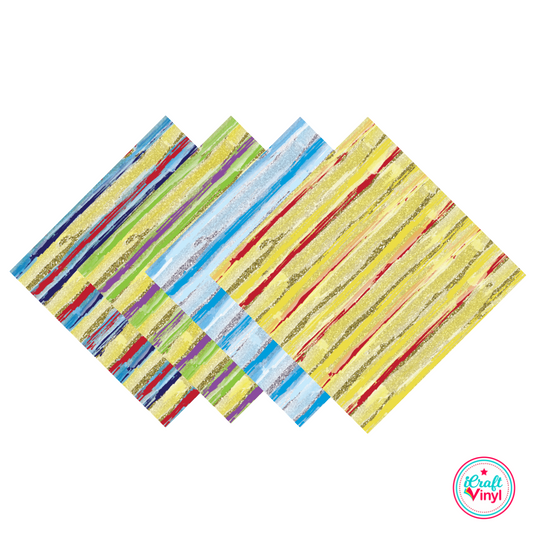 Glitter Stripes Patterned HTV Pack