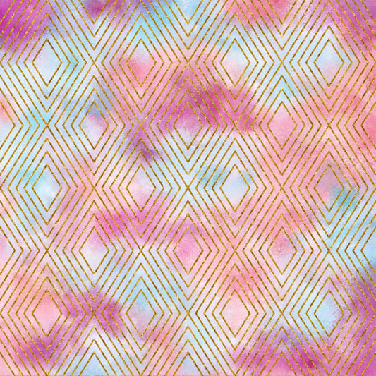 Gold Diamonds on Watercolor 12x12 Patterned Vinyl Sheet